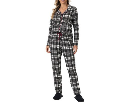 Pijama Feminino Americano Longo Panda, Preto | WestwingNow