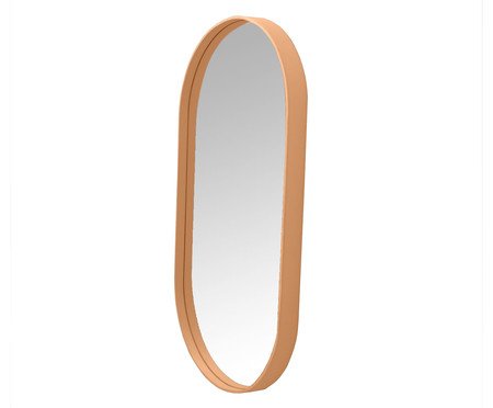 Espelho em Couro Ellisse Creme
