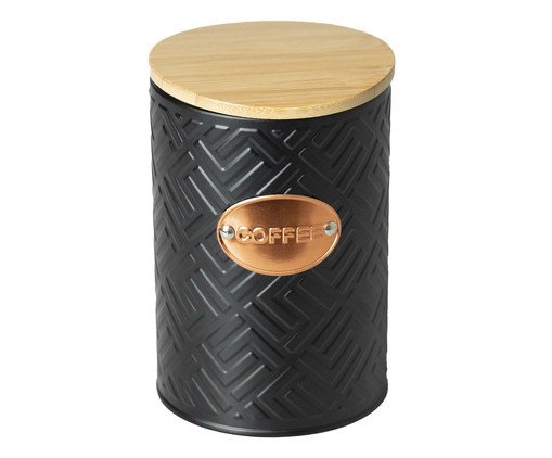Porta-café de Metal com Tampa de Bambu Mosaic Preto, black | WestwingNow