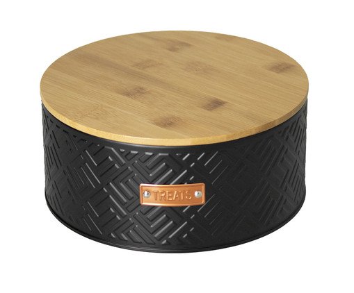Porta-Biscoitos de Metal com Tampa de Bambu Mosaic Preto, black | WestwingNow