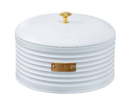 Porta-Biscoitos de Metal com Tampa Friso Branco | Westwing