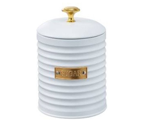 Açucareiro de Metal com Tampa Friso Branco, white | WestwingNow