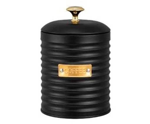 Porta-café de Metal com Tampa Friso Cafe Preto, black | WestwingNow