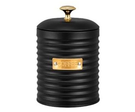Porta-café de Metal com Tampa Friso Cafe Preto | Westwing