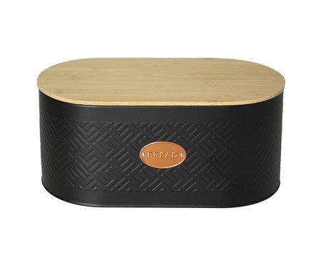 Porta-pão de Metal com Tampa de Bambu Mosaic Preto | Westwing