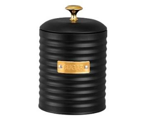 Açucareiro de Metal com Tampa Friso Preto, black | WestwingNow