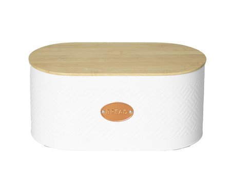 Porta-pão de Metal com Tampa de Bambu Mosaic Branco | Westwing