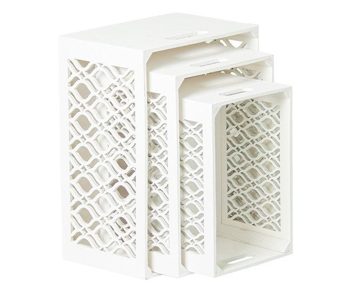 Jogo de Cestos de Madeira Tellur Branco, white | WestwingNow