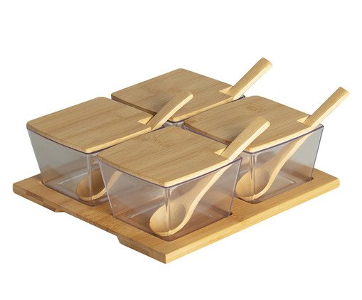 Jogo de Porta Condimentos de Bambu Vesta, wood pattern | WestwingNow