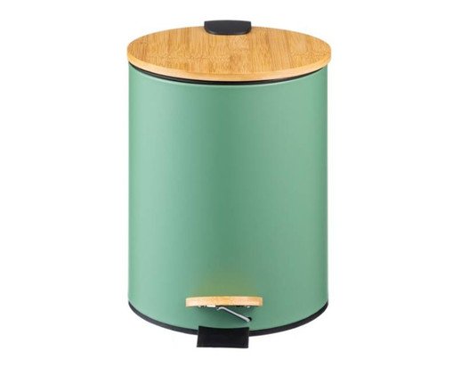 Lixeira com Pedal e Tampa de Bambu Soft Verde Esmeralda, green | WestwingNow