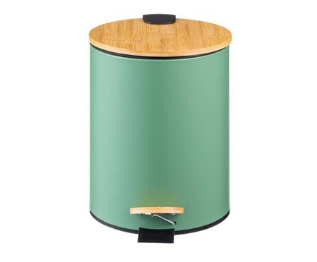 Lixeira com Pedal e Tampa de Bambu Soft Verde Esmeralda | Westwing