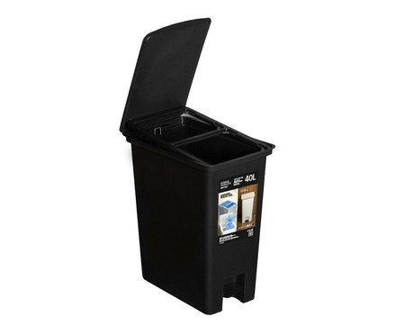 Lixeira com Pedal Seletiva Fly Preto | Westwing