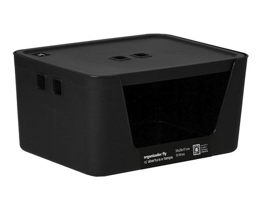 Organizador com Abertura e Tampa Preto, black | WestwingNow