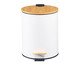 Lixeira Redonda com Pedal e Tampa de Bambu Soft Branco, white | WestwingNow