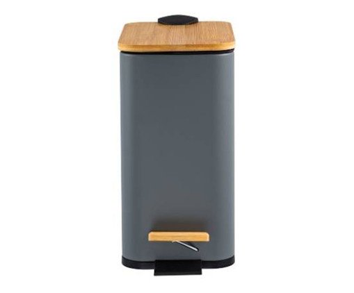 Lixeira Retangular com Pedal e Tampa de Bambu Soft Cinza, grey | WestwingNow