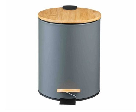 Lixeira com Pedal e Tampa de Bambu Soft Cinza | Westwing