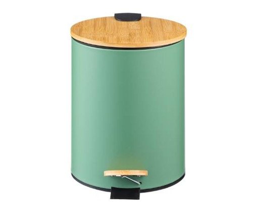 Lixeira Redonda com Pedal e Tampa de Bambu Soft Verde, green | WestwingNow