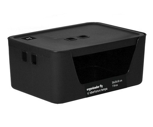 Organizador com Abertura e Tampa Preto, black | WestwingNow