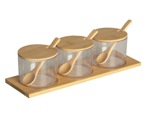 Jogo de Porta Condimentos de Bambu Hura, wood pattern | WestwingNow