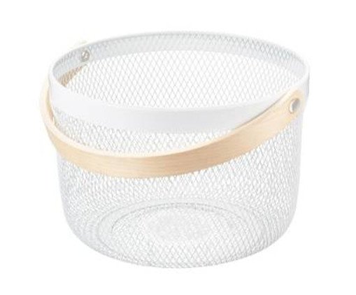 Cesto de Metal com Alça de Bambu Pace Branco, white | WestwingNow