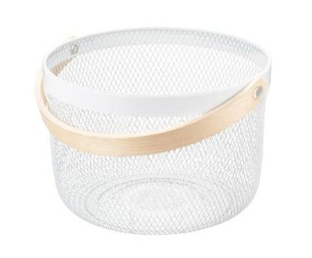 Cesto de Metal com Alça de Bambu Pace Branco | Westwing