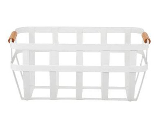 Cesto de Metal com Alça de Bambu Sona Branco, white | WestwingNow