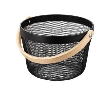 Cesto de Metal com Alça de Bambu Pace Preto | Westwing