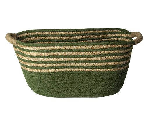 Cesto de Fibra Natural com Algodão Strad Verde Esmeralda, green | WestwingNow