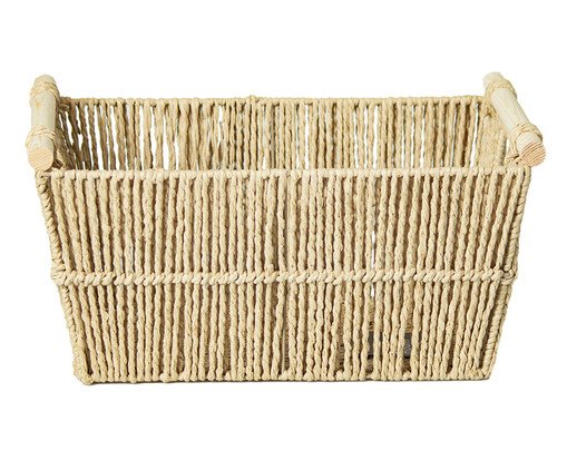 Cesto de Fibra Natural com Alça de Bambu Corry Bege, beige | WestwingNow
