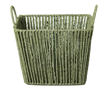 Cesto de Fibra Natural com Alça Ton Verde Esmeralda | Westwing