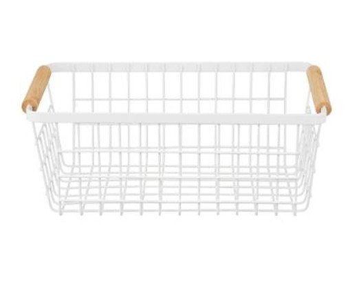Cesto de Metal com Alça de Bambu Kona Branco, white | WestwingNow