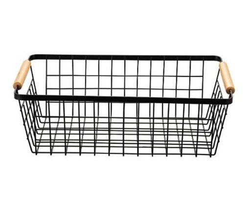 Cesto de Metal com Alça de Bambu lisade Preto, black | WestwingNow