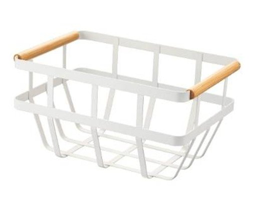 Cesto de Metal com Alça de Bambu Ody Branco, white | WestwingNow