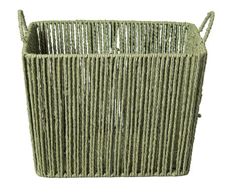 Cesto de Fibra Natural com Alça Alfe Verde Esmeralda | Westwing