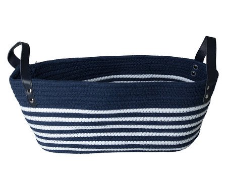 Cesto de Fibra Natural com Algodão Mira Azul Naval | Westwing