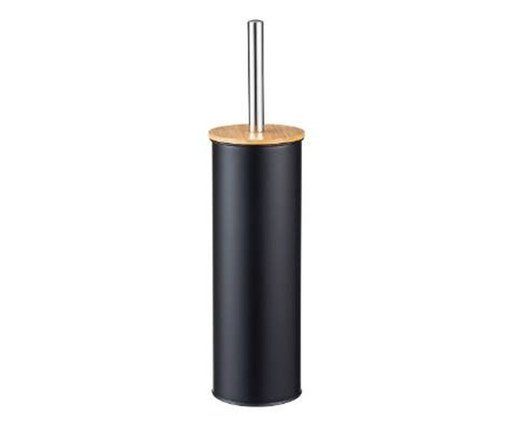 Escova Sanitária com Tampa de Bambu e Suporte Soft Preto, black | WestwingNow