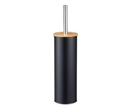 Escova Sanitária com Tampa de Bambu e Suporte Soft Preto | Westwing