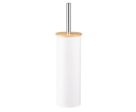 Escova Sanitária com Tampa de Bambu e Suporte Soft Branco | Westwing