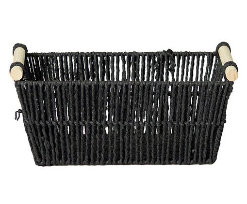 Cesto de Fibra Natural com Alça de Bambu Corry Preto, black | WestwingNow