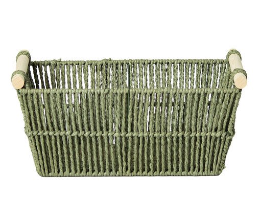 Cesto de Fibra Natural com Alça de Bambu Corry Verde Esmeralda, green | WestwingNow