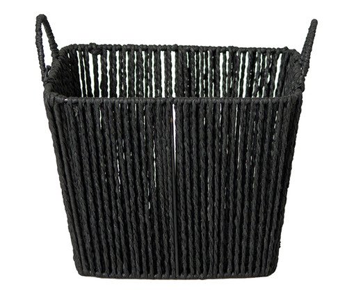 Cesto de Fibra Natural com Alça Ton Preto, black | WestwingNow
