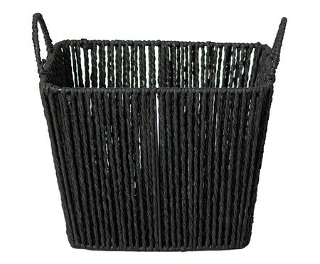 Cesto de Fibra Natural com Alça Ton Preto | Westwing