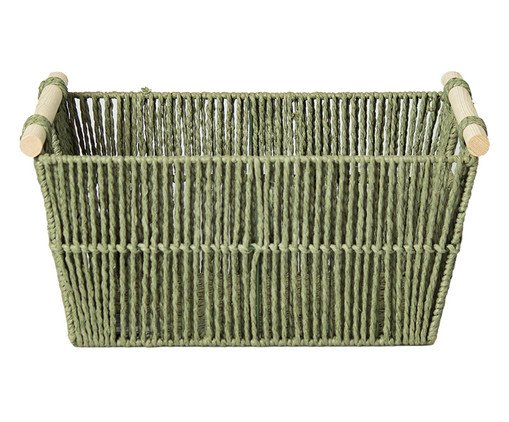 Cesto de Fibra Natural com Alça de Bambu Verse Verde Esmeralda, green | WestwingNow