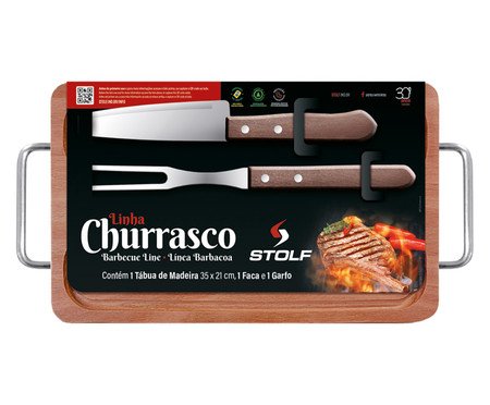 Jogo para Churrasco em Inox Benno Eucalipto I | Westwing