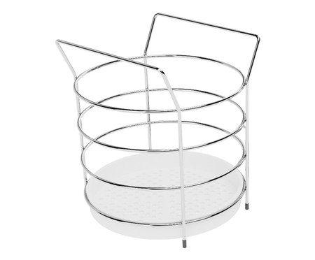 Porta-Talheres Tcheese Round Natural e Branco