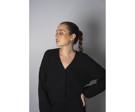 Casaco Long Cropped Euphoric Sky Preto | Westwing