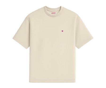 Camiseta Cotton Creme Coração Micro Rosa Pink | Westwing