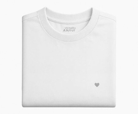 Camiseta Cotton Branco Coração Micro Cinza | Westwing