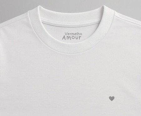 Camiseta Cotton Branco Coração Micro Cinza | Westwing