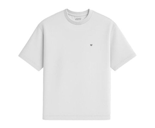 Camiseta Cotton Branco Coração Micro Cinza, white | WestwingNow